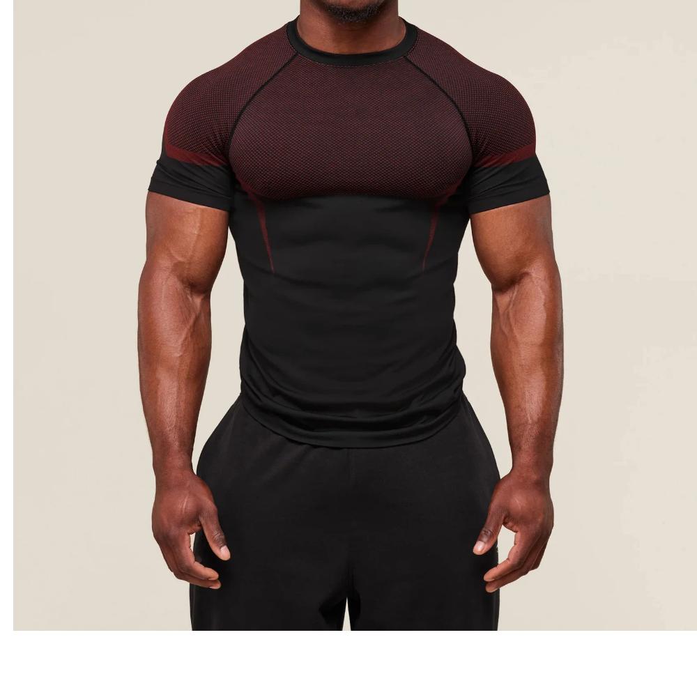 Новая мужская повседневная быстросохнущая дышащая облегающая футболка с коротким рукавом XL красный