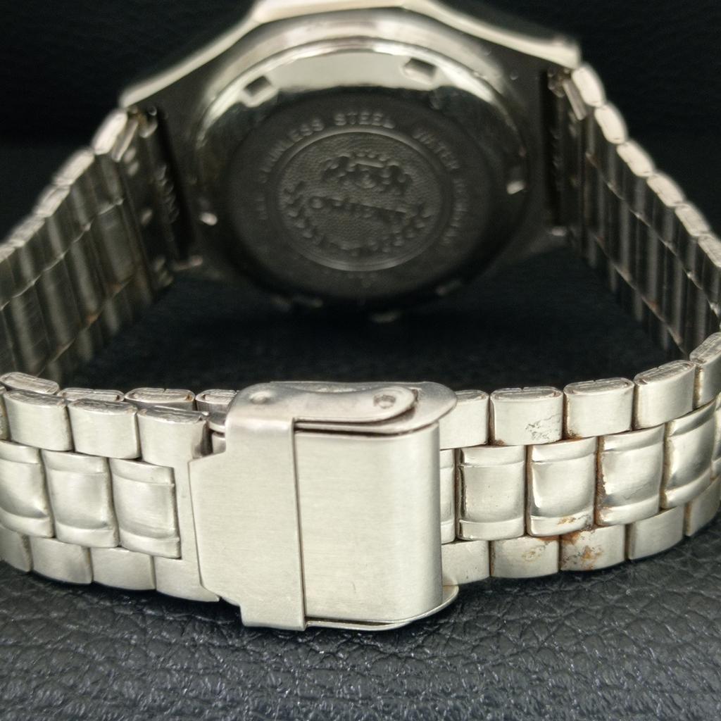 ORIENT CRYSTAL AUTOMATIC 46961 JAPAN MENS VINTAGE WHITE DIAL WATCH a704843-1