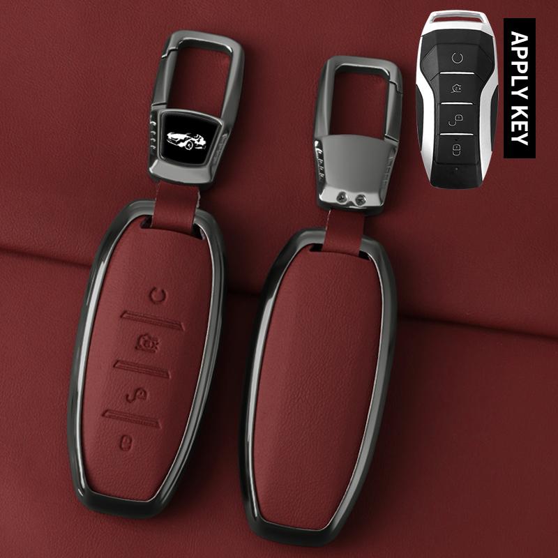 Metal Leather Car Key Case Cover For BYD Second Song Pro Tang Dm QIn PLUS MAX Yuan Generation Atto 3 Han EV Dolphin Accessories