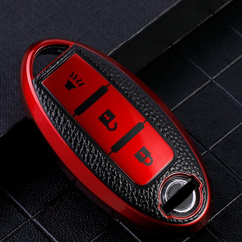 Car Key Case Cover for Nissan Leaf Micra Qashqai J11 J10 X Trail T32 Fob Versa Note Patrol Key Cover AccessoriesTPU Leather