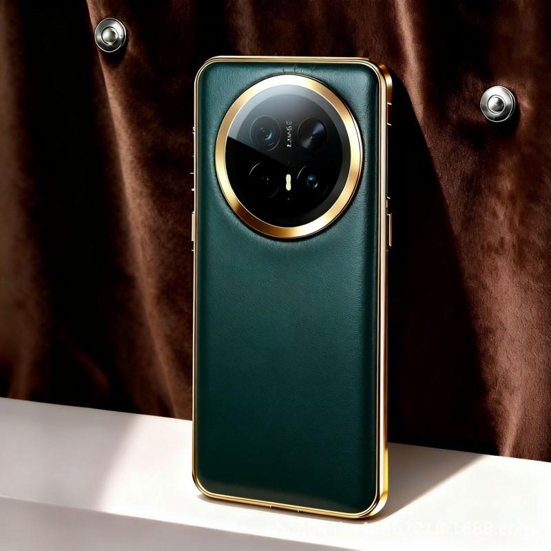 Luxury Genuine Leather Full-Body Shockproof Case Mate 70 Pro Plus With Camera Protection Electroplated Detail
