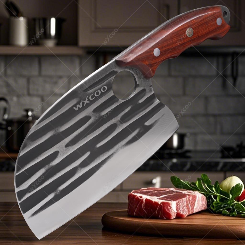 Handmade Forged Kitchen Boning Knife Stainless Steel Knife for Meat Fruit Butcher Slicing Knife Wooden Handle Meat Cleaver