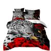 Leopard Bedspread Wild Animal Bedding Set Fashion Luxury Duvet Set for Children Boys Room Red Rose Polyester Festival Gift Quilt