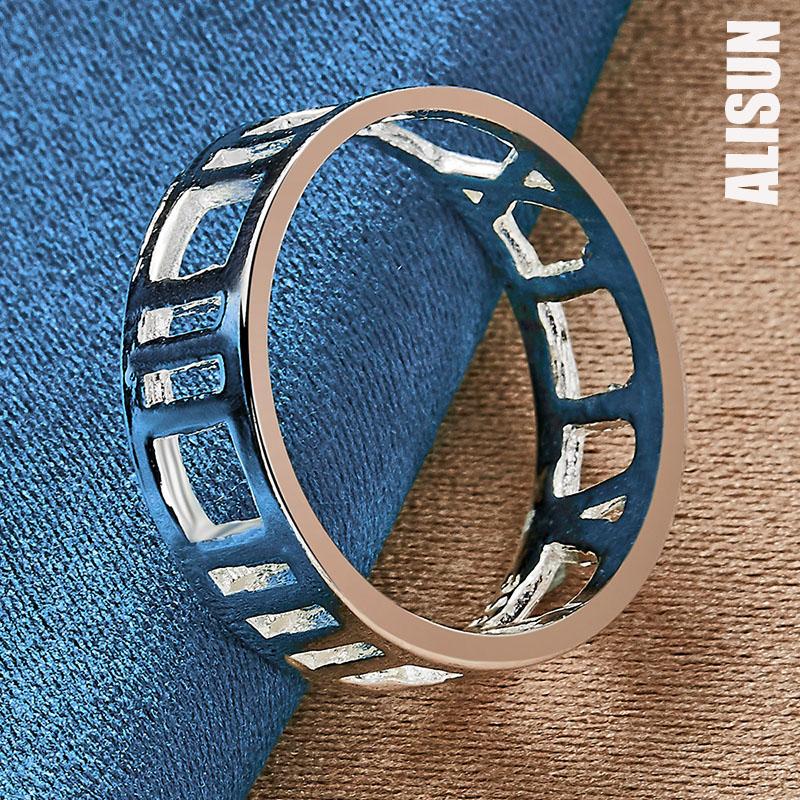 Bague en argent sterling 925 avec chiffres romains creux, bijou de mariage tendance