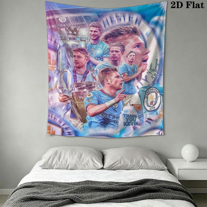 Forever MCFC BlueWall Hanging Printed Fabric Blanket Decorative Tapestries for Bedroom Living Room Home Decor