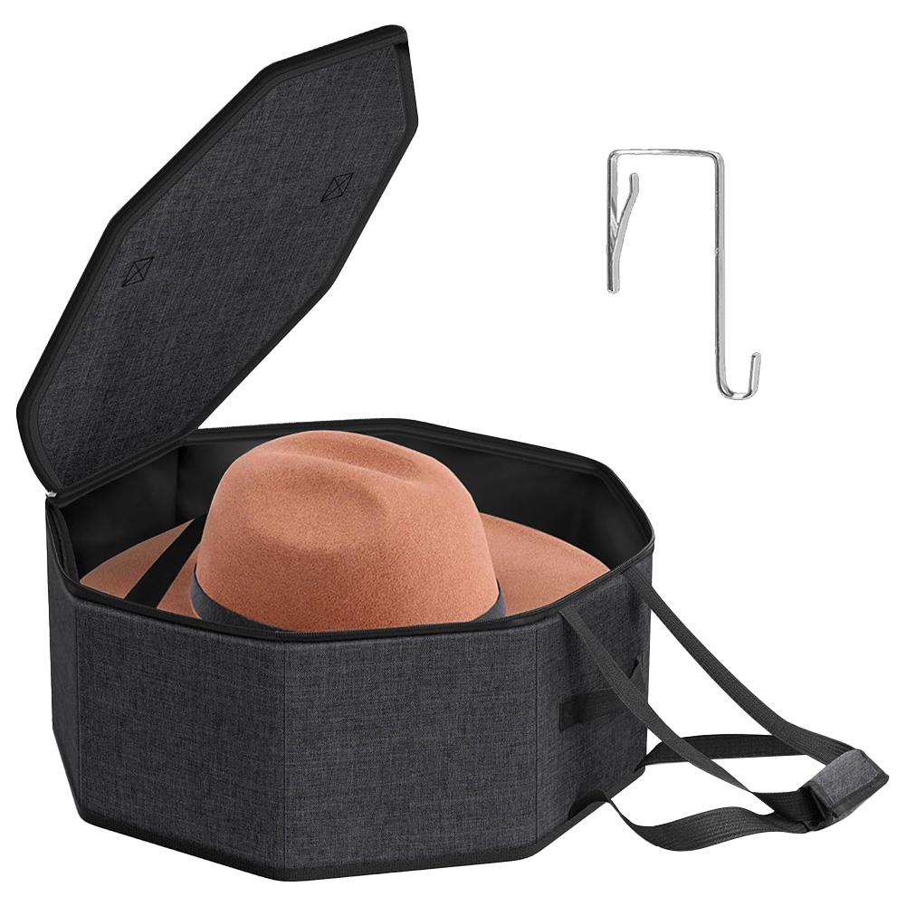 

Складаний органайзер для капелюхів з ручкою Складаний кейс для капелюхів з картонною підтримкою Тримач для коробок для капелюхів для зберігання у шафі чорний