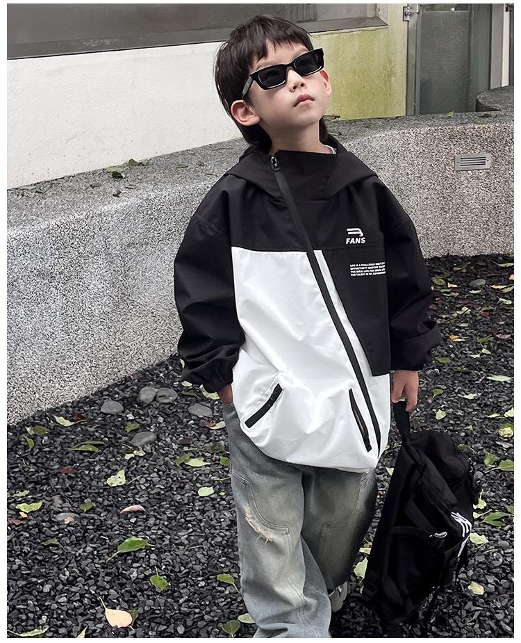 Autumn Clearance: Kids' Korean Style Color Block Hooded Windbreaker
