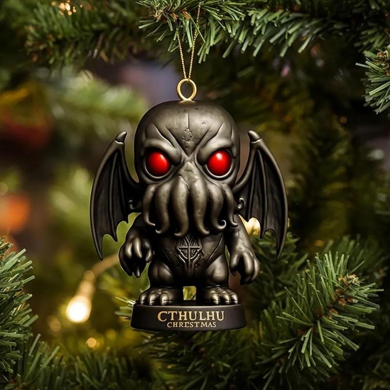 Cthulhu:Terrors of Yule  Advent Calendar 2025, 2D Flat Acrylic 24 Hanging Cthulhu Monsters Ornament, Gothic Advent Calendar for Monster Fans