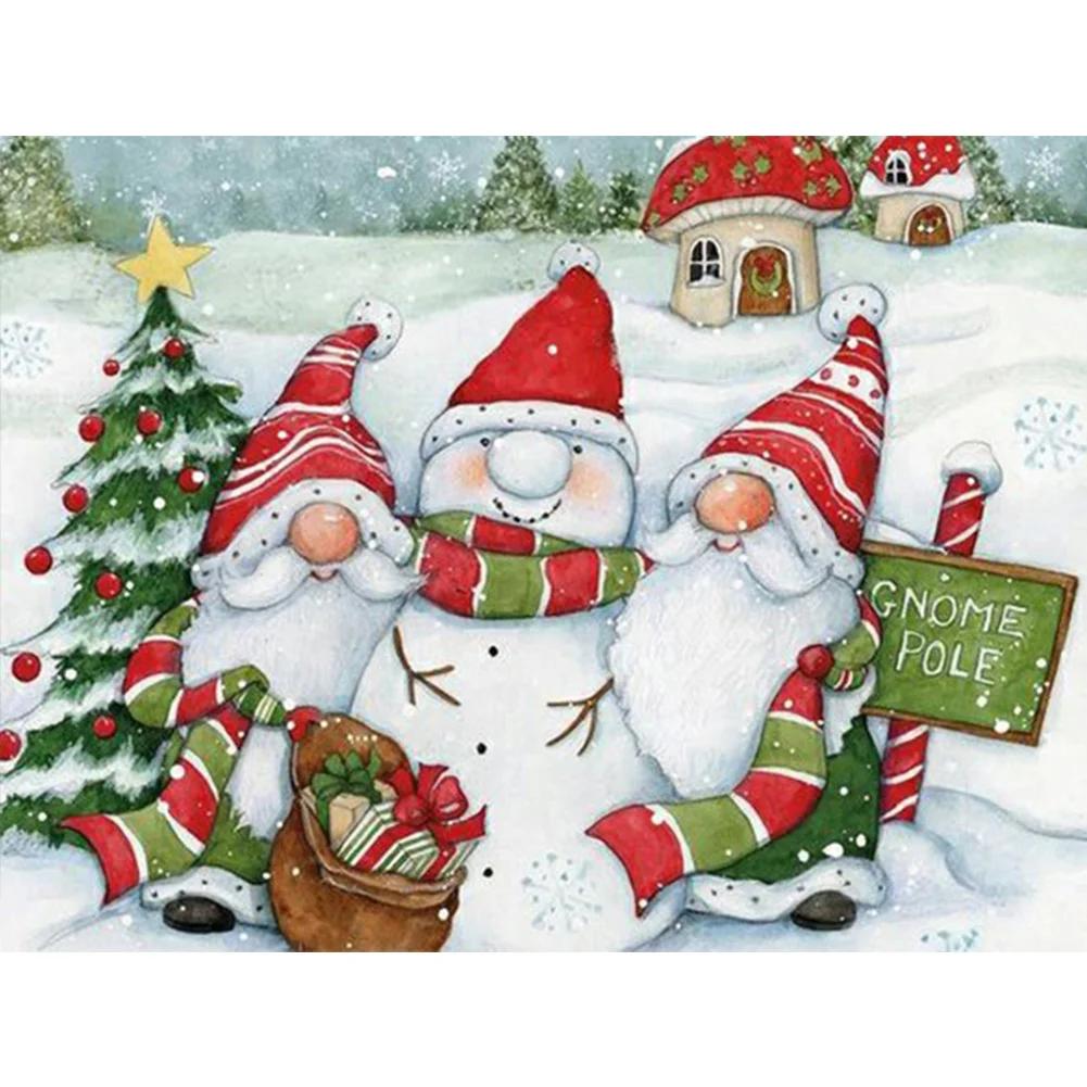 

5D наборы алмазной живописи для взрослых, Рождественский гном, сделай сам, полная дрель, хрустальные стразы, декоративно-прикладное искусство, художественные краски из драгоценных камней с алмазным декором для дома