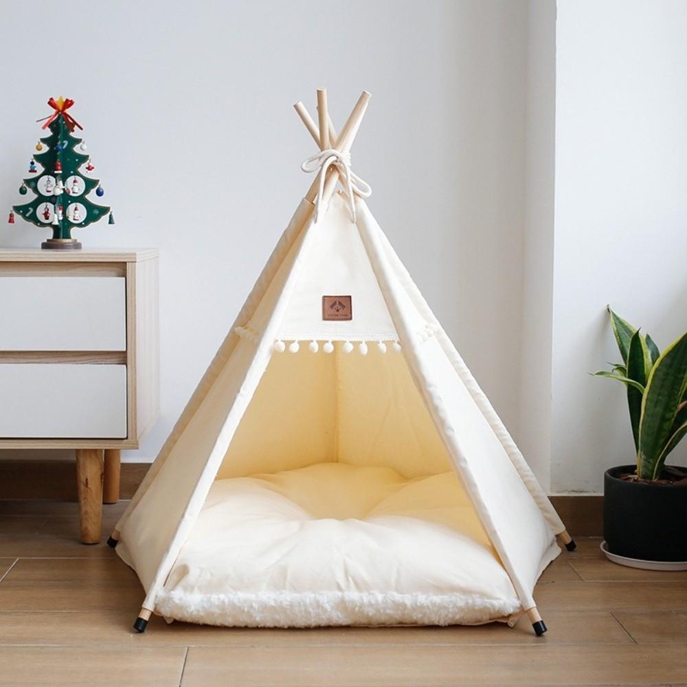 with Thick Cushion Dog Tent Bed Thick Cushion Pet Tent Kennel Cat Teepee Tent  For Cats/Dogs