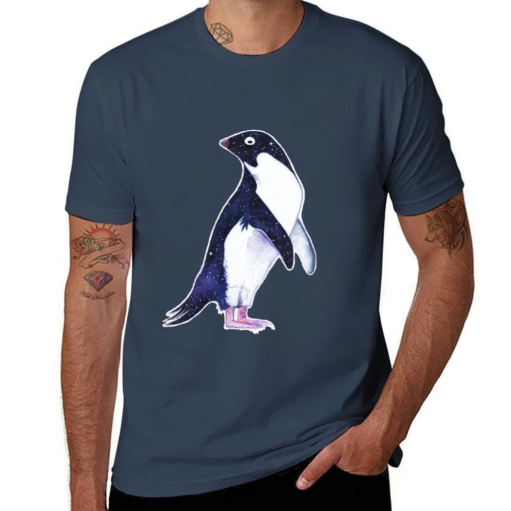 Galaxy Adelie Penguin Tshirt Plus Size Outdoor Casual Top