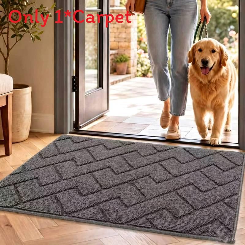 Entryway Doormat With Plush Flocking For Bathroom And Living Room Use