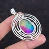 Rainbow Solar Quartz Druzy Pendant Natural Gemstone Pendant 925 Sterling Silver Pendant Decent Pendant Wedding Gifts Handmade Silver Jewelry