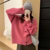 Lazy Wind Loose Horn Button Sweater Jacket Women's Autumn and Winter New Design Sense Hooded Outer Wear Knitted Cardigan Top
