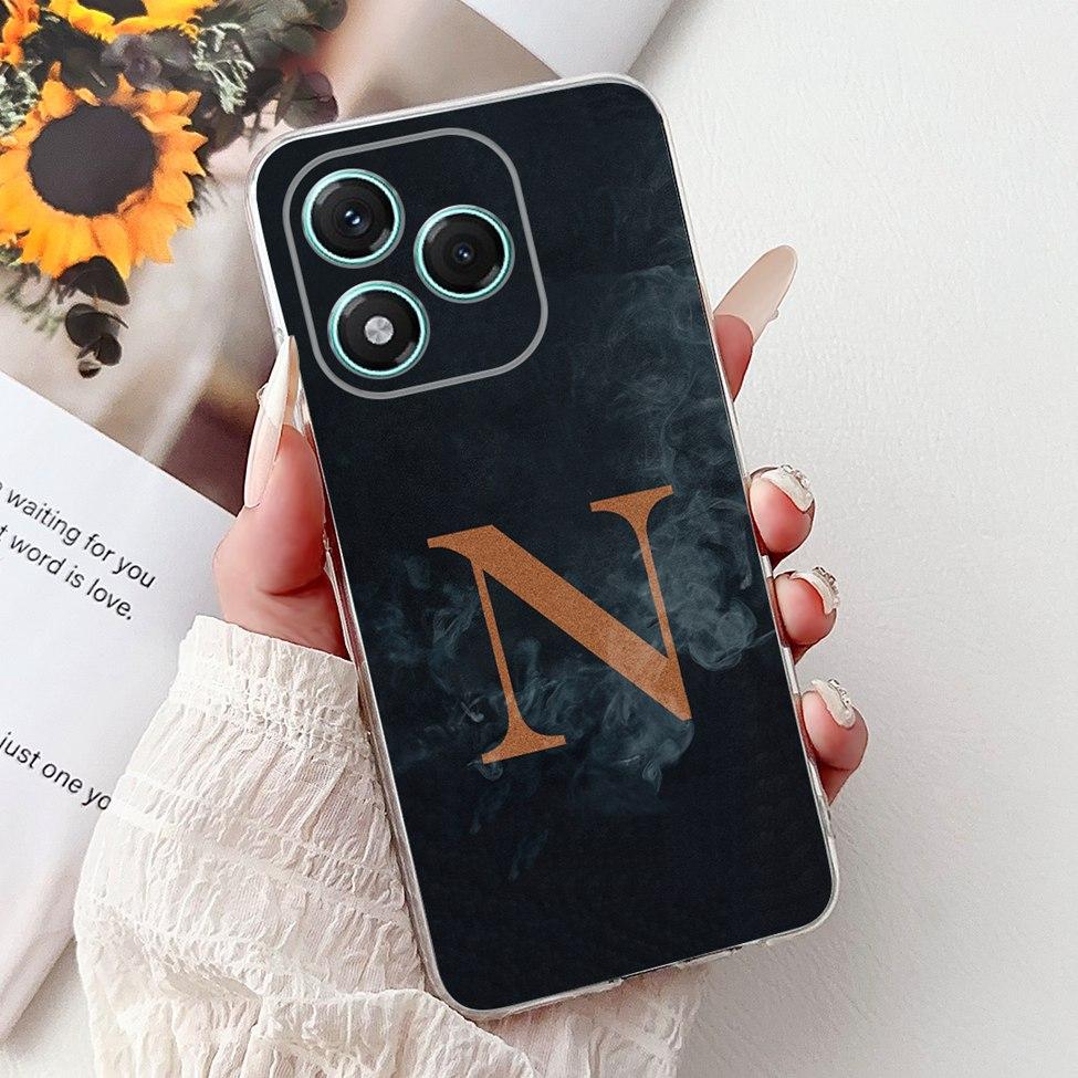 6.7" For Honor 400Lite ABR-NX1 Clear Back Cover For Honor 400 Lite Case Luxury Fashion A-Z Letters Crown Soft TPU Bumper Funda
