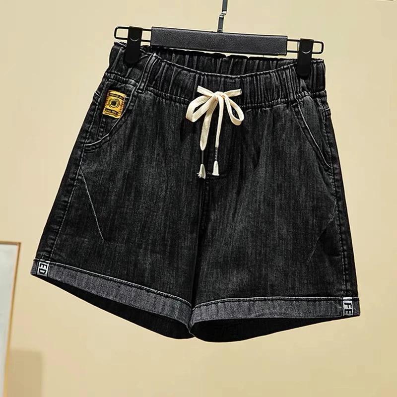 

Shorts Pants Women Summer Cotton Vintage Loose Large Size Casual Wide Leg Pants Shorts XXXXL чорний