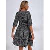 Fashion Polka Dot Printed Summer Dress Short Sleeved V-neck Lace-up Slim Waist Versatile Casual Loose Simple A-line Party Short Dress Elegant Female