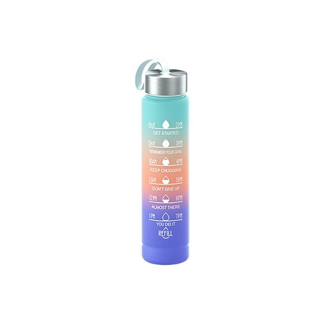 Large Capacity Sports Water Bottle With Straw Portable Handle Heat-resistant Outdoor Frosted Plastic Gradient Color Space Kettle