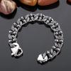 Gothic Skull Pattern Men's Bracelets On Hand Vintage Punk Stainless Steel Jewelry 230mm Chunky Skull Ghost Bracelet