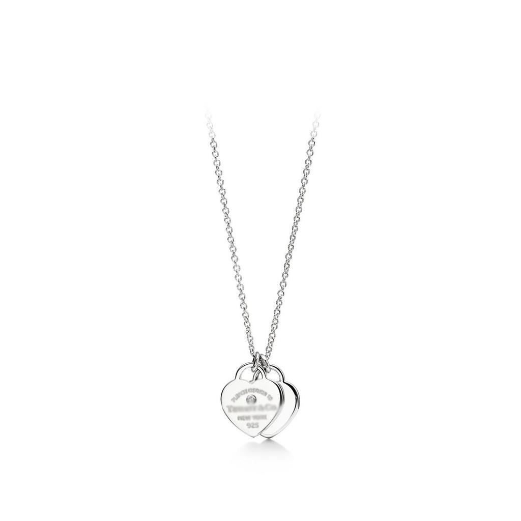 Colar Pingente Coração Clássico da Marca T com Strass, Design de Coração de Amor Banhado a Ouro