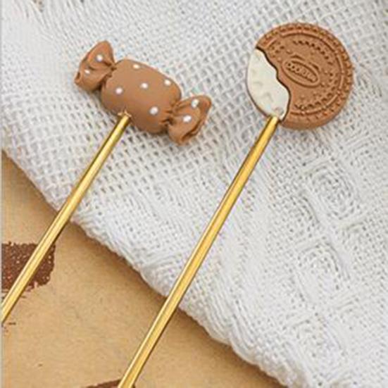 Dessert Spoon Long Handle Food Grade Stainless Steel Cute Cookie Bowknot Design Coffee Stirring Spoon