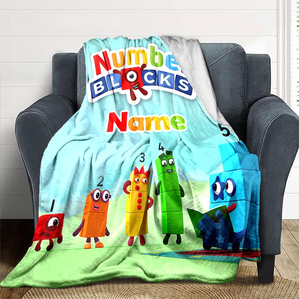 Customiz Name Personality Numberblocks Blanket Soft &Warm Sofa Office Bed Travel Lunch Break Blanket, Gift Suitable All Seasons