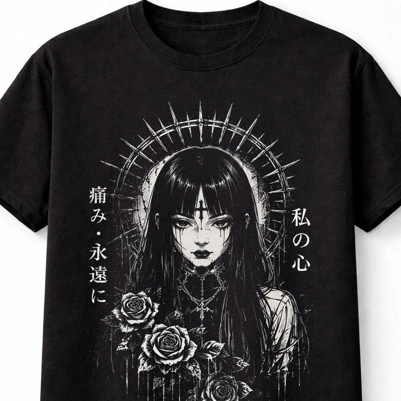 Geisha Japanese Anime Girl Roses Gothic Unisexga Graphic Unisex TShirt S
