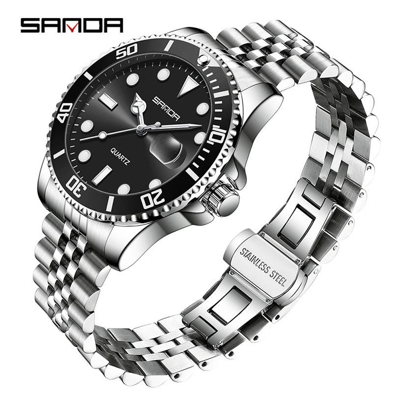 SANDA New Men's Quartz Watch Waterproof Calendar Display Day Glow In The Dark Simple Personalized Men's Watch