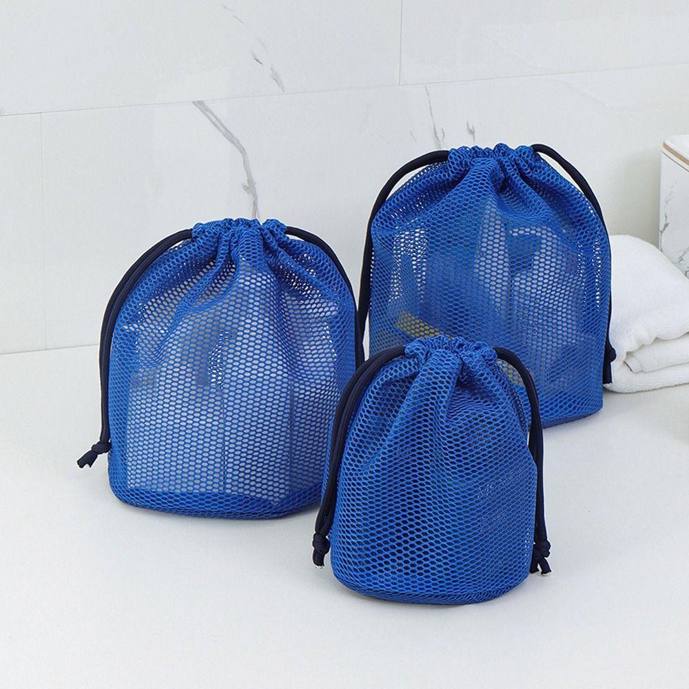 New Dopamine Color Cosmetic Bag Mesh Drawstring Storage Bag Breathable Large Capacity Lazy Toiletries Bag
