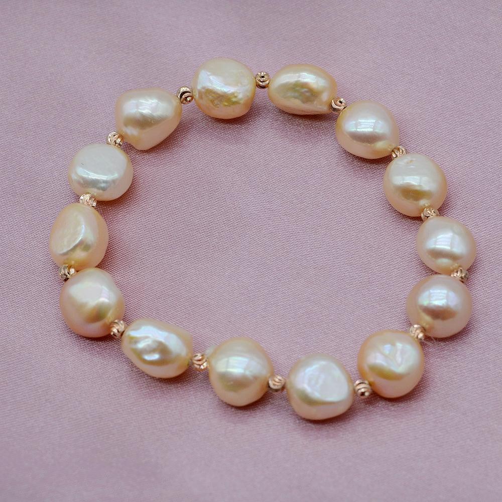 Damen Armband Natur Orange Perle Barock Stil Modeschmuck