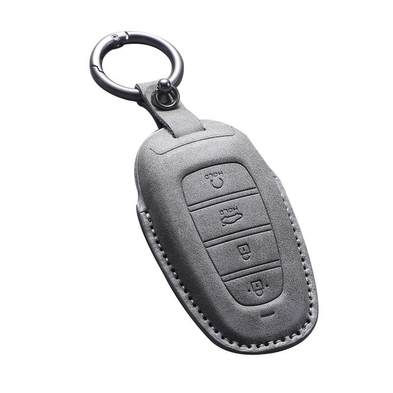 Hyundai Tucson 2023-24 L Key Case: Lambskin Leather Protective Shell for Men & Women, Full Wrap.