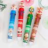 Christmas 10-Color Ballpoint Pen Santa Snowman Topper Designs Pen Multi-Color Writing Tool Fun Holiday Gift for Students Friends