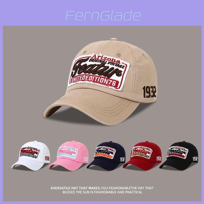 Vintage Style Cotton Baseball Cap With Embroidered Letters For Casual Summer Wear