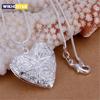 Heiß 925 Sterlingsilber Fotoanhänger Halskette 18/20/22/24 Zoll Schlangenkette Für Frau Charm Hochzeit Modeschmuck