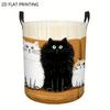 1pc, Cute Cat and Peaceful Poetry Pattern Printed Laundry Basket, Foldable Multifunctional Decorative Storage Basket with Handle, Holiday Essentials, 