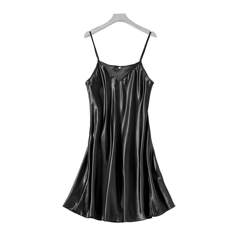 Spring and Autumn Ice Silk Pajamas Women's Summer Thin Sexy Pajamas Loose Simulation Silk Suspender Vest Skirt