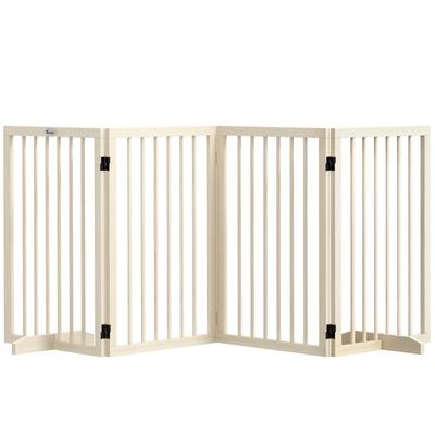 Modular Foldable Pet Safety Barrier with Support Feet, Solid Wood, 206 X 35.5 X 76 Cm