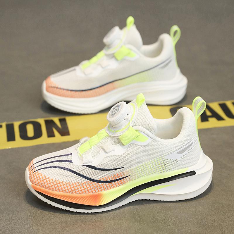 

Children s rotating button sneakers, primary school students running shoes, pure white sneakers, primary school students physical education class, 39