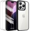 Protective Case for iPhone 16 Pro - BOOLING - Black - Rigid - Silicone - 2 Tempered Glass