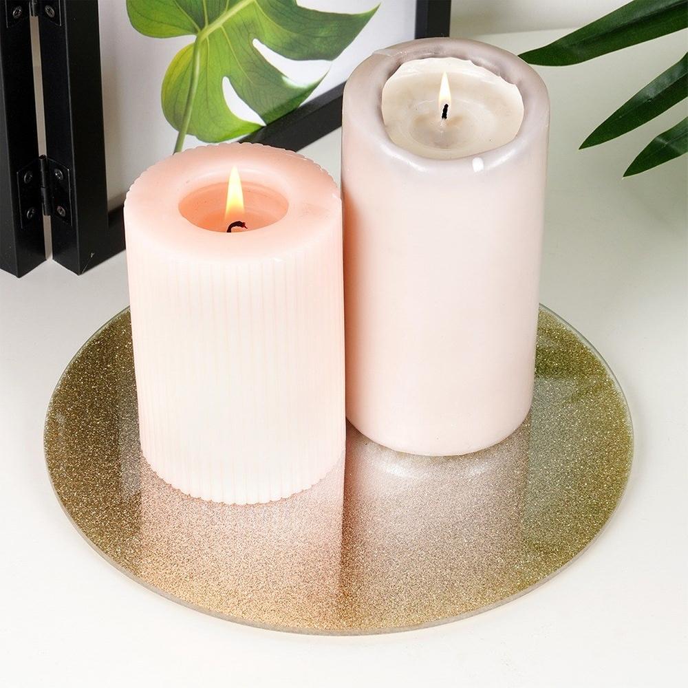 Mirrored Glass Glitter Stand for Decorative Candle Compositions, 20 Cm