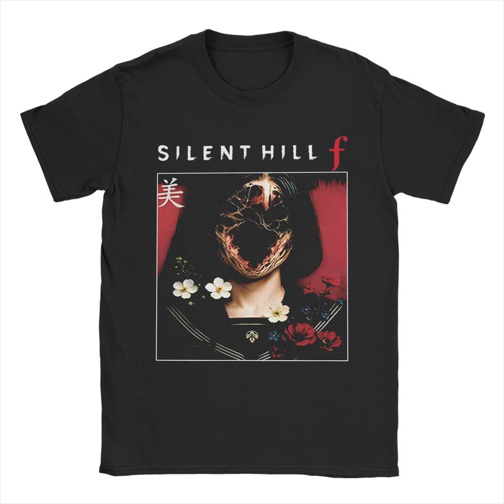 Silent Hill F Horror Game Men's T Shirt Vintage Tee Shirt Short Sleeve O Neck T-Shirt Cotton Birthday Gift Clothing