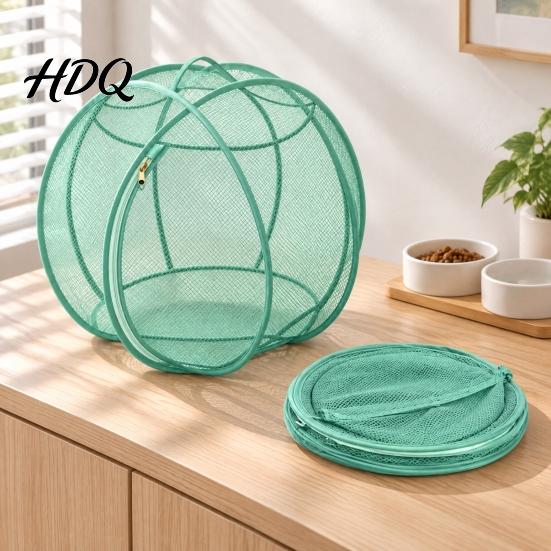 Durable Mesh Cat Running Wheel 27" Hamster Ball Outdoor Rolling Enclosure Foldable Breathable Playpen Roller with Metal Support & Carry Handle,