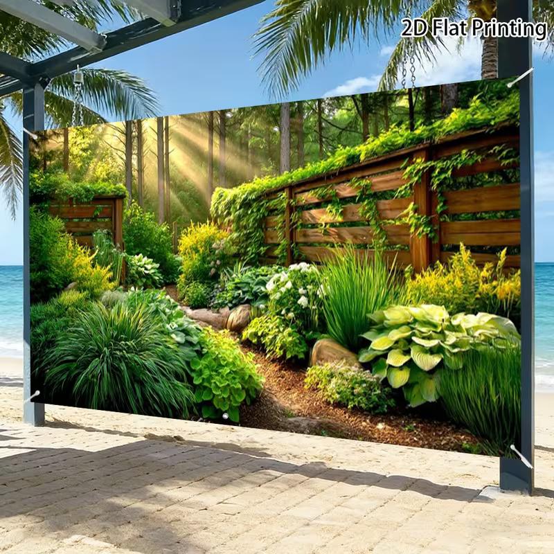 2D Üppiger Pflanzen-Garten-Hintergrund für Ästhetische Außen- und Balkondekoration