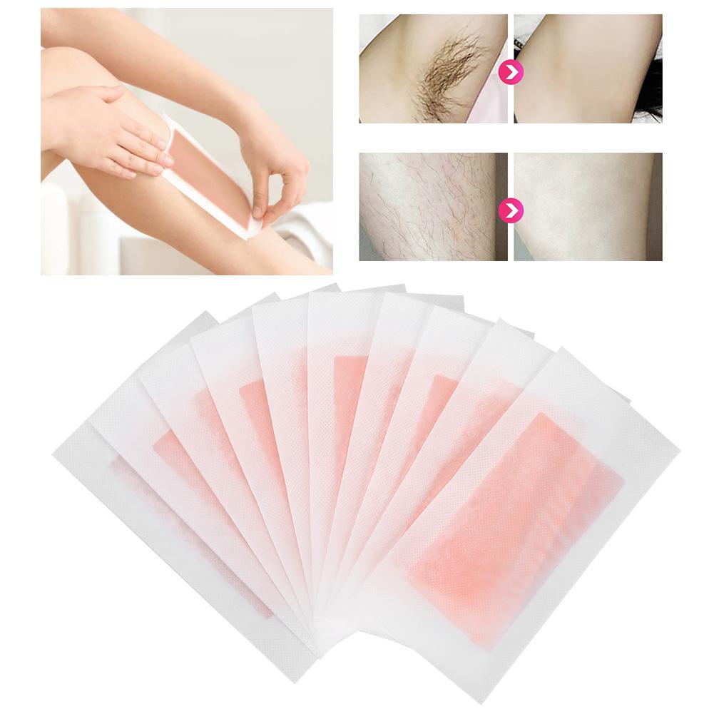 10 Stück Haarentfernung Bein Körper Gesicht Wachspapiere Enthaarungsstreifen(Rosa)