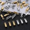 10/20pcs 304 Stainless Steel Crimp End Beads Caps Leather Cord Clip Tip Fold Crimp Bead Bracelet Connectors For Jewelry Making