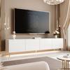 ANGEL TV Stand - with LED - 200x40x49 Cm - 4 Doors Without Handles - Glossy White