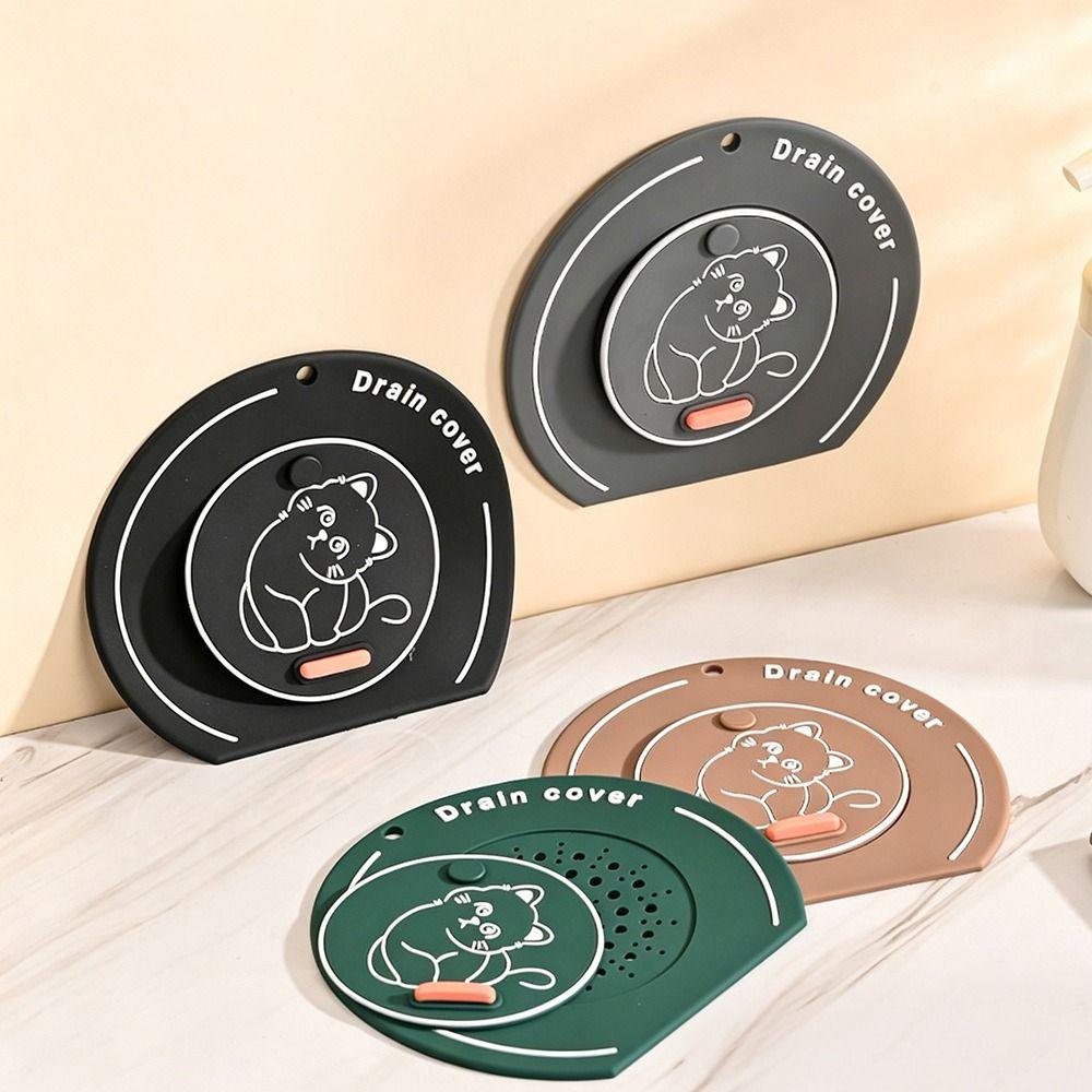 Cartoon Cat Floor Drain Cover Anti Odor Sewer Filter Pad Cute Floor Drain Mat for Kitchen Toilet