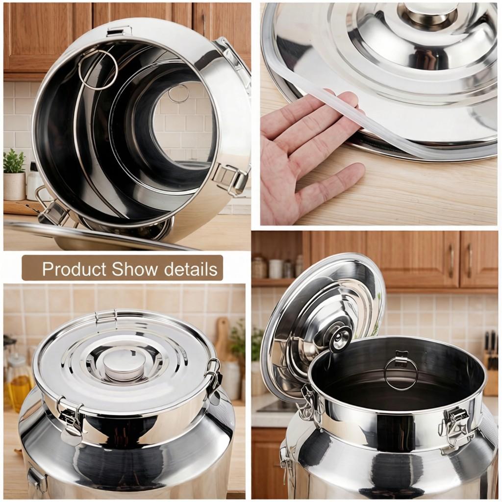 5L 7L 9L 14L Stainless Steel Milk Canister Food Grade Sealed Transport Container Wine Fermentation and Storage Tank 5L