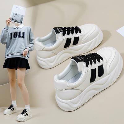 Weiße Schuhe für Damen  Neu Frühling Studenten Koreanischer Stil Vielseitig Lässig Ins Modeschuhe Dicke Sohle Mode-Sneaker Xw308