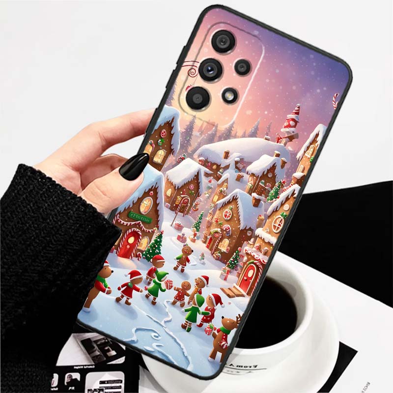 Świąteczne Pudełko Prezentowe Etui na Telefon Dla Samsung A73 A72 A71 A55 A54 A53 A52 A51 A13 A22 A16 A15 A12 A14 A26 A07 5G Czarne